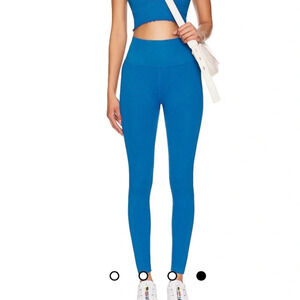 Spiritual Gangster Seamless Self Love Laser Cut Ribbed Lagoon Blue Leggings